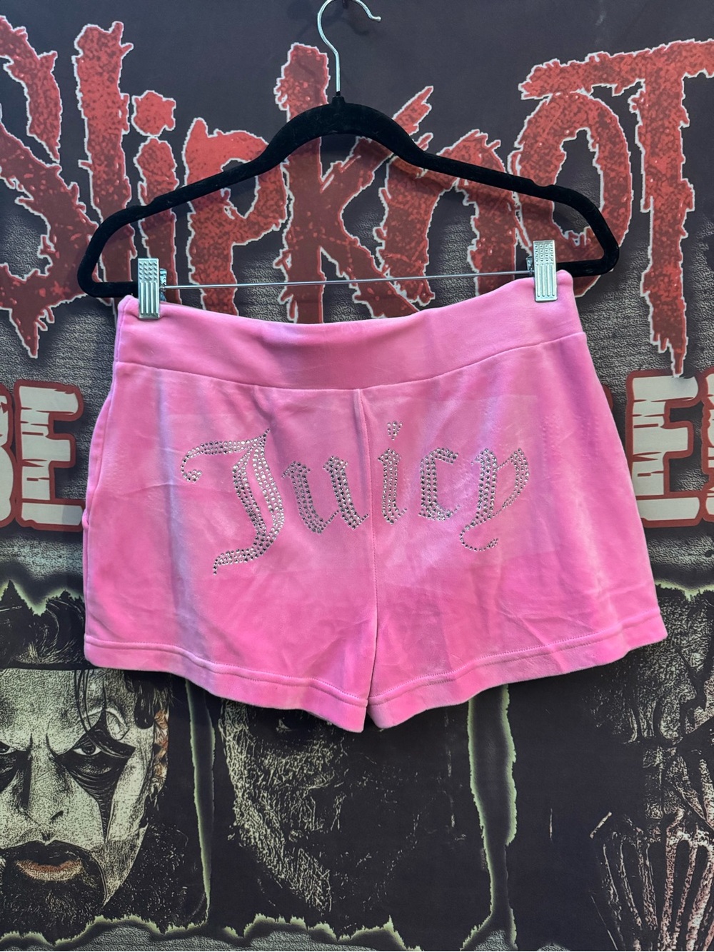 Juicy Couture Pink Rhinestone Logo Velour Lounge Shorts